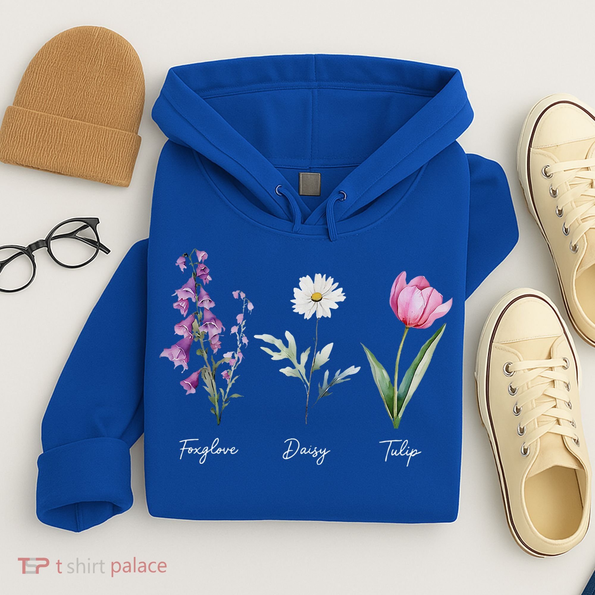 Foxglove Daisy Tulip Floral  Hoodie