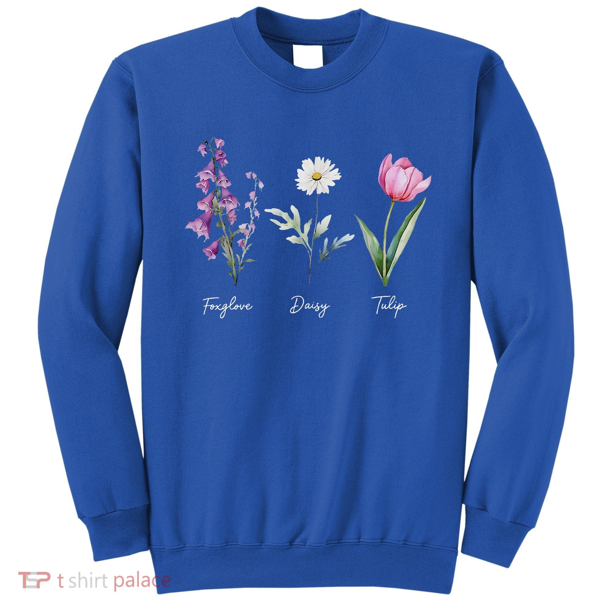 Foxglove Daisy Tulip Floral  Sweatshirt