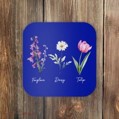 Foxglove Daisy Tulip Floral  Coaster