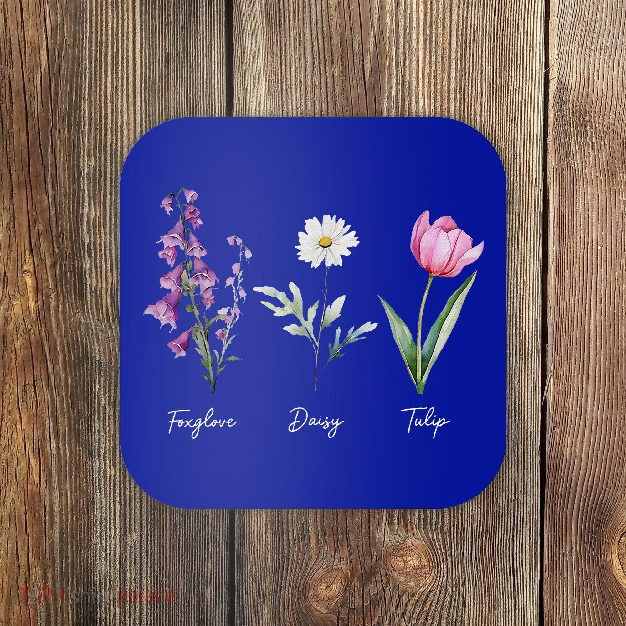 Foxglove Daisy Tulip Floral  Coaster