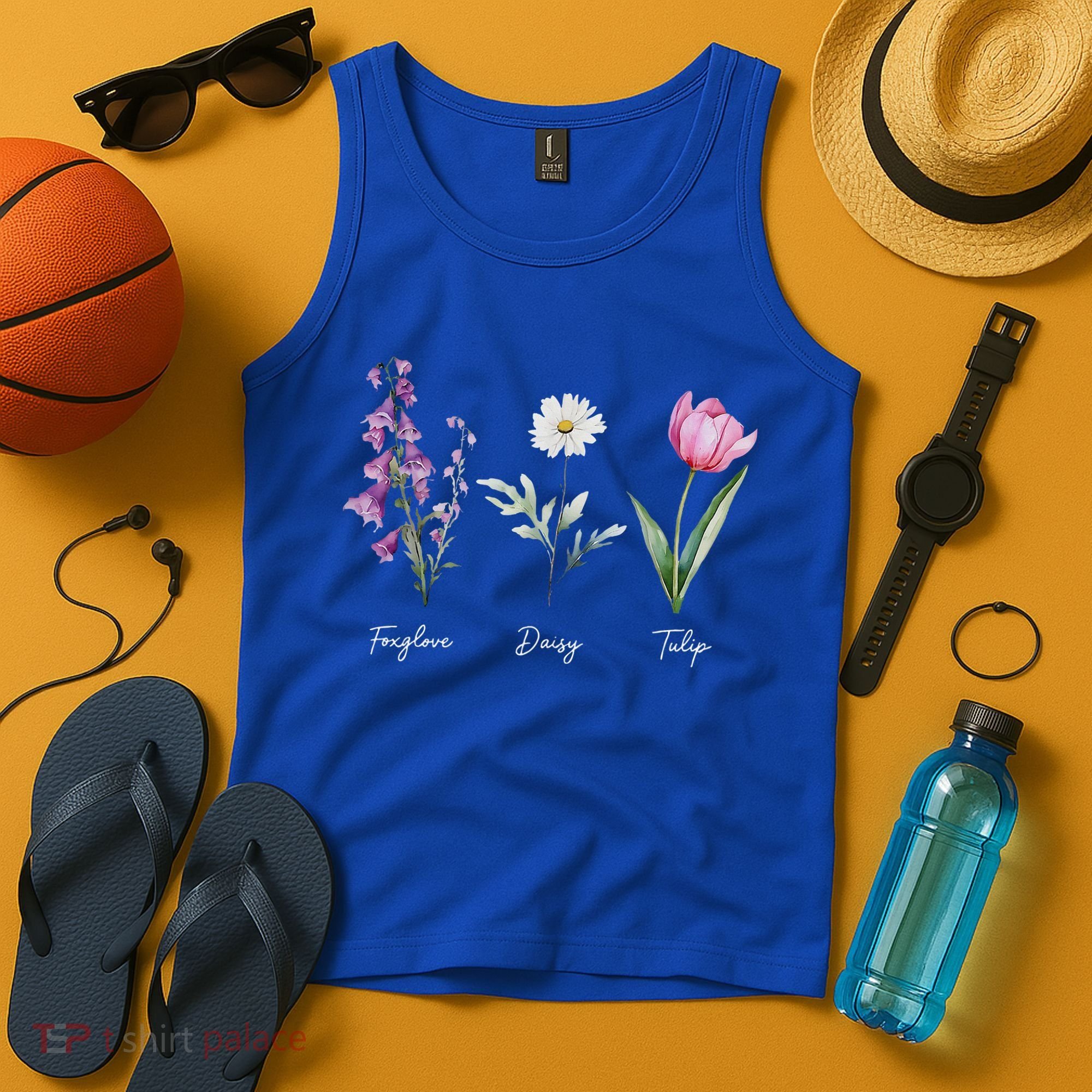 Foxglove Daisy Tulip Floral  Tank Top