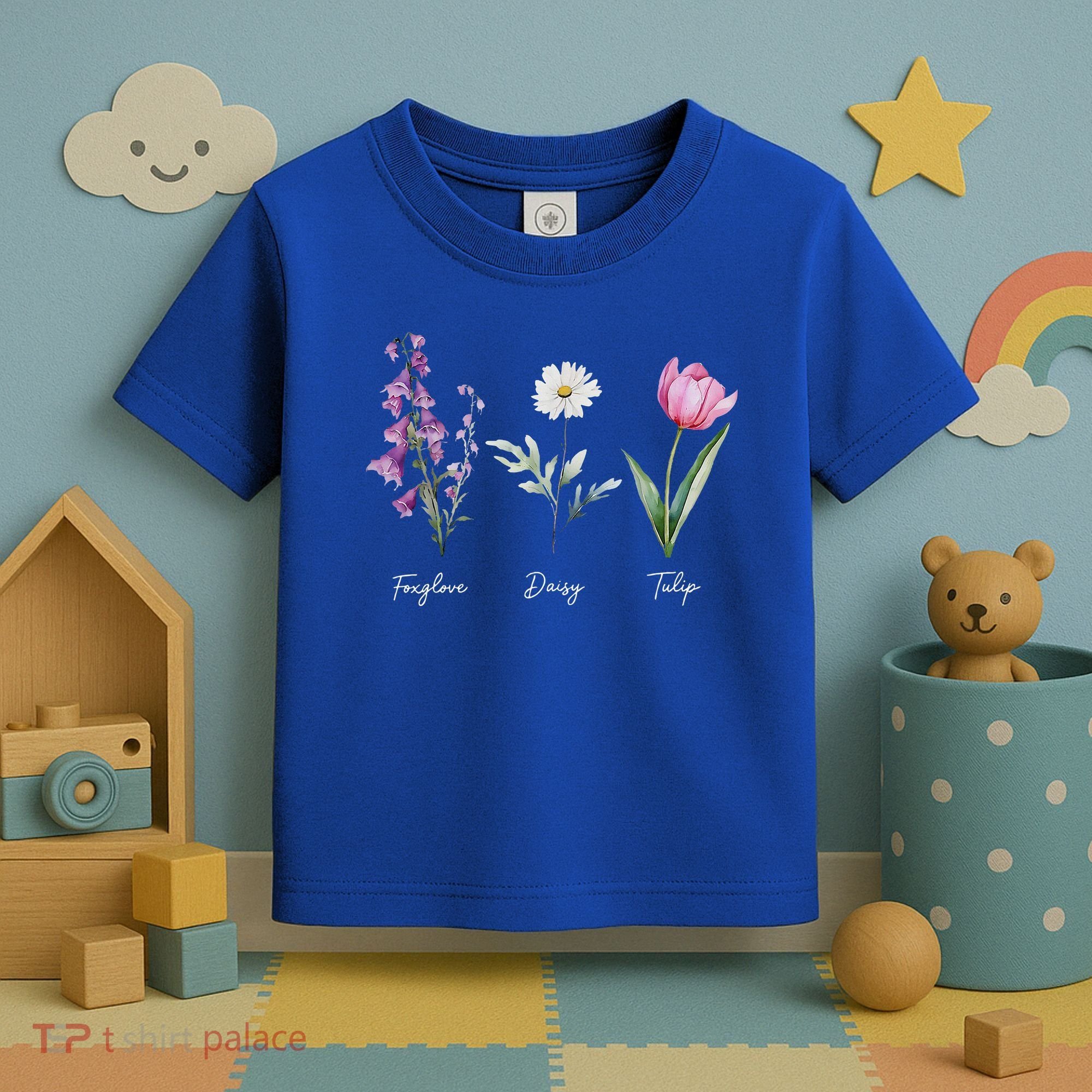 Foxglove Daisy Tulip Floral  Toddler T-Shirt