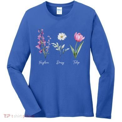 Foxglove Daisy Tulip Floral  Women's Long Sleeve Shirt