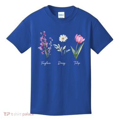 Foxglove Daisy Tulip Floral  Kids T-Shirt