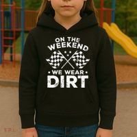 Funny Dirt Track Racing On The Weekend We Wear Dirt Kids Hoodie thumb 3