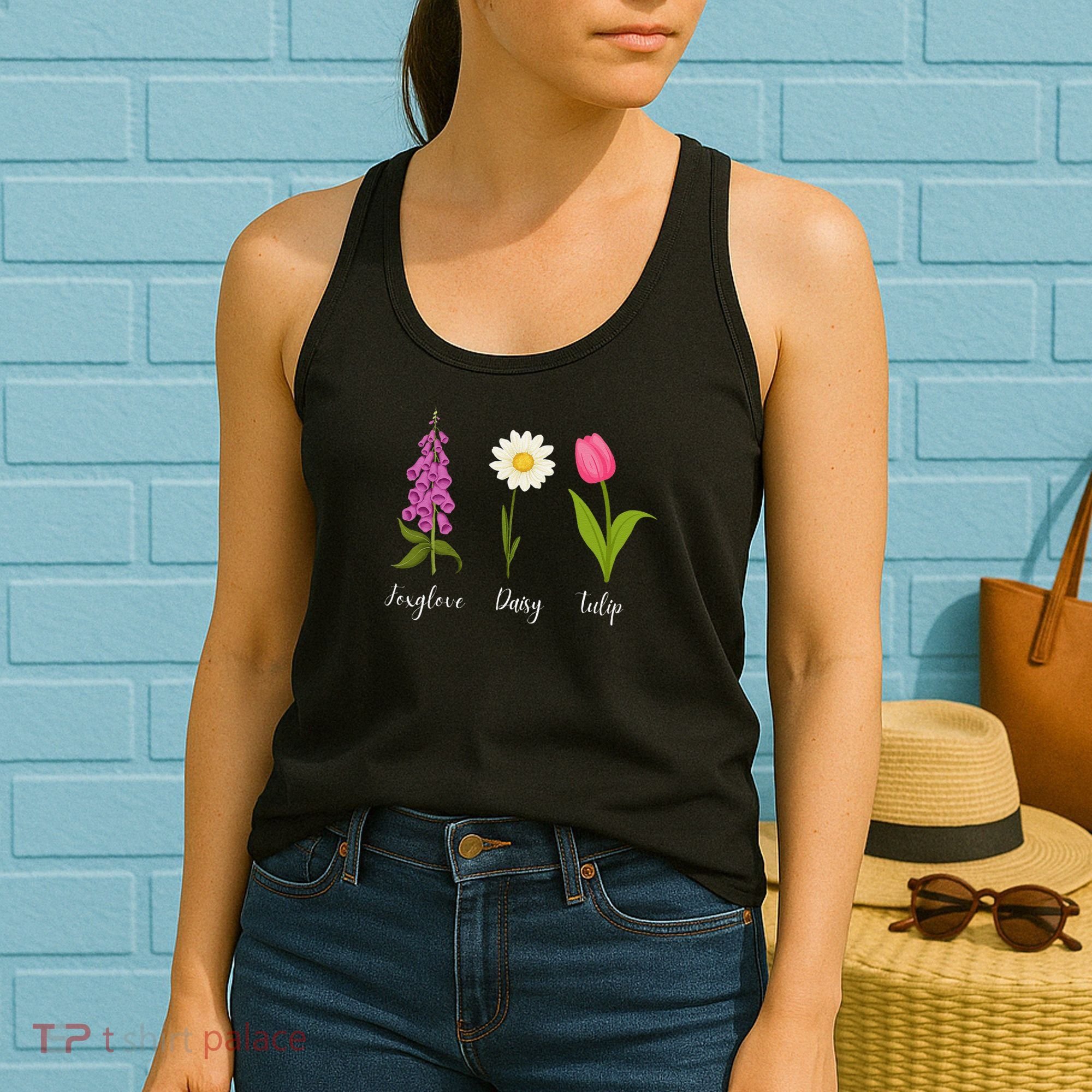 Foxglove Daisy Tulip Cute Flowers Floral Plant Wildflowers Women's Tank Top
