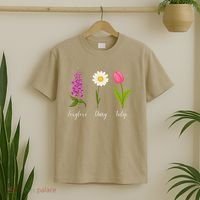 Foxglove Daisy Tulip Cute Flowers Floral Plant Wildflowers T-Shirt thumb 2