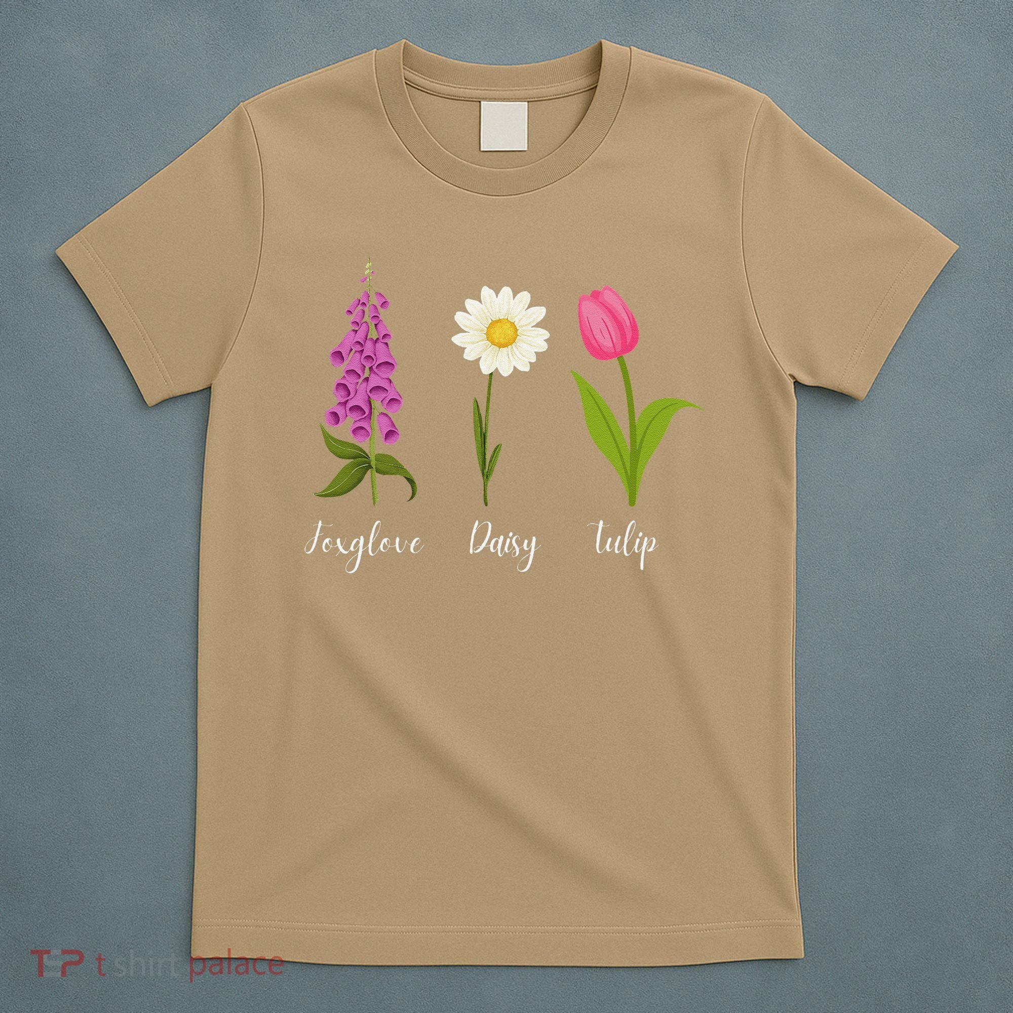 Foxglove Daisy Tulip Cute Flowers Floral Plant Wildflowers T-Shirt