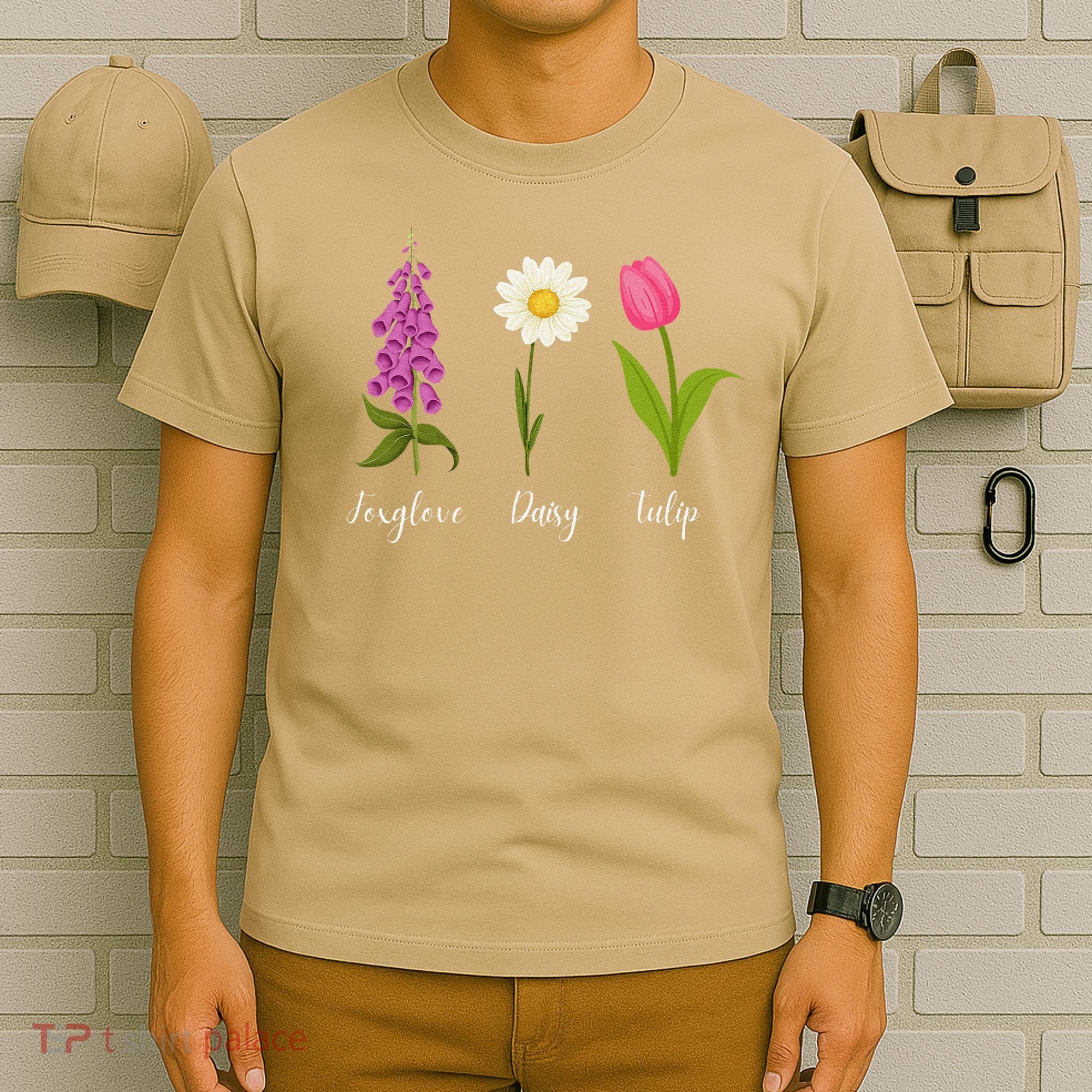 Foxglove Daisy Tulip Cute Flowers Floral Plant Wildflowers T-Shirt