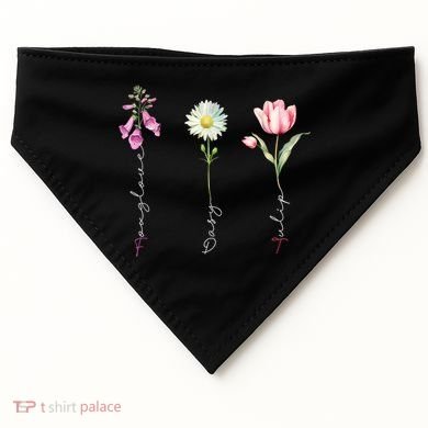 Foxglove Daisy Tulip Floral USA-Made Doggie Bandana