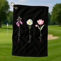 Foxglove Daisy Tulip Floral Golf Towel thumb 1