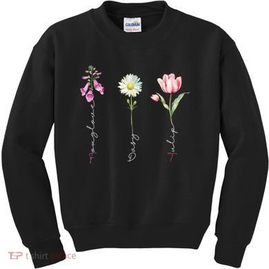 Foxglove Daisy Tulip Floral Kids Sweatshirt