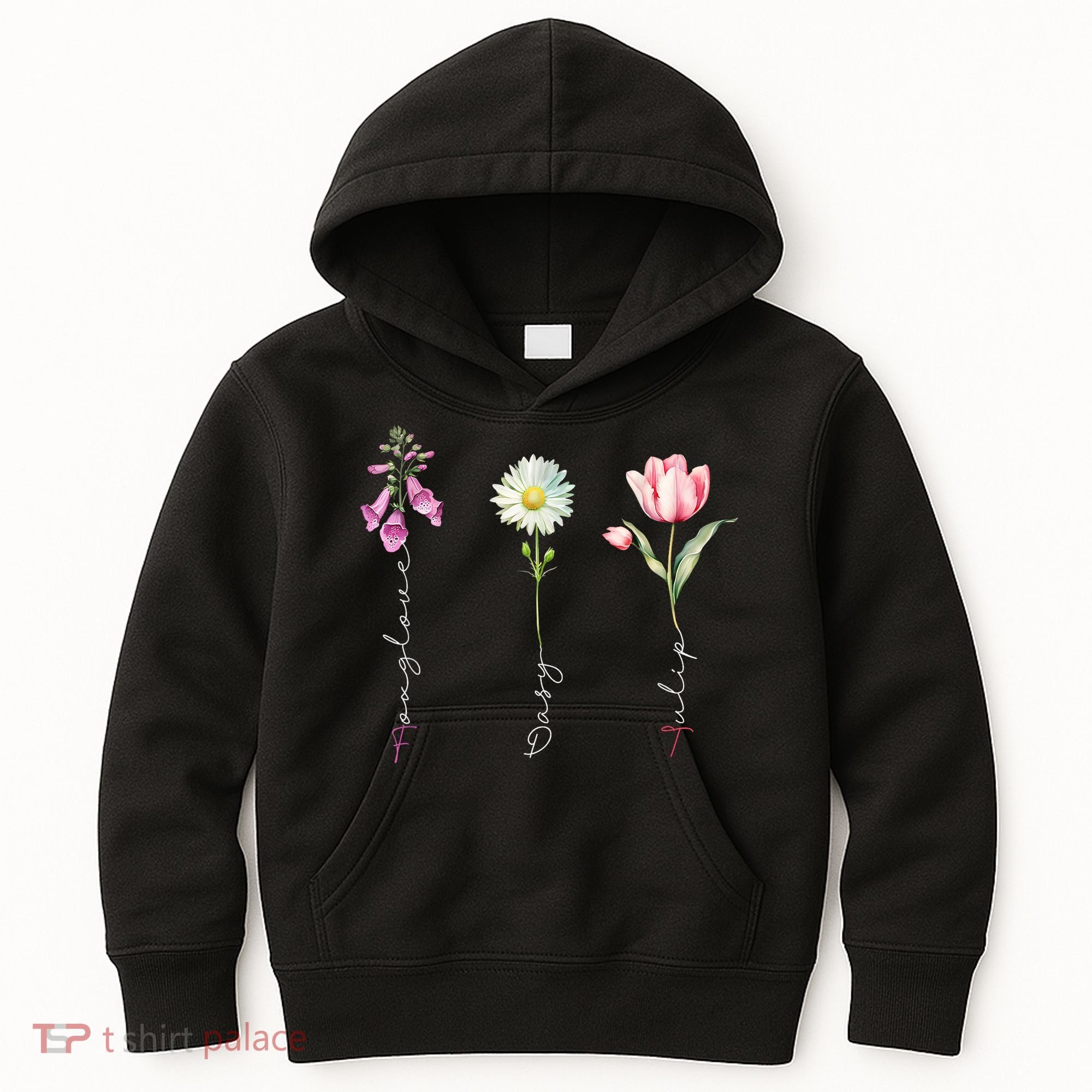 Foxglove Daisy Tulip Floral Kids Hoodie
