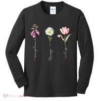 Foxglove Daisy Tulip Floral Kids Long Sleeve Shirt thumb 0