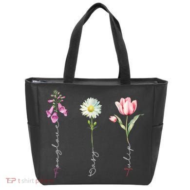 Foxglove Daisy Tulip Floral Tote Bag