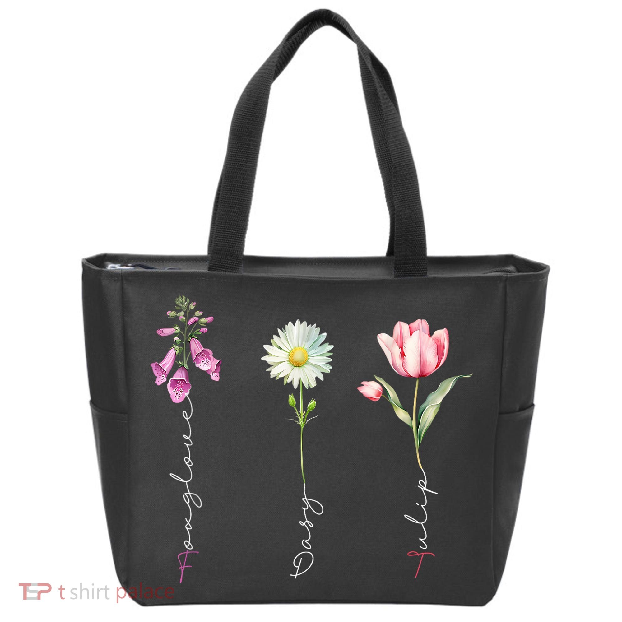 Foxglove Daisy Tulip Floral Tote Bag