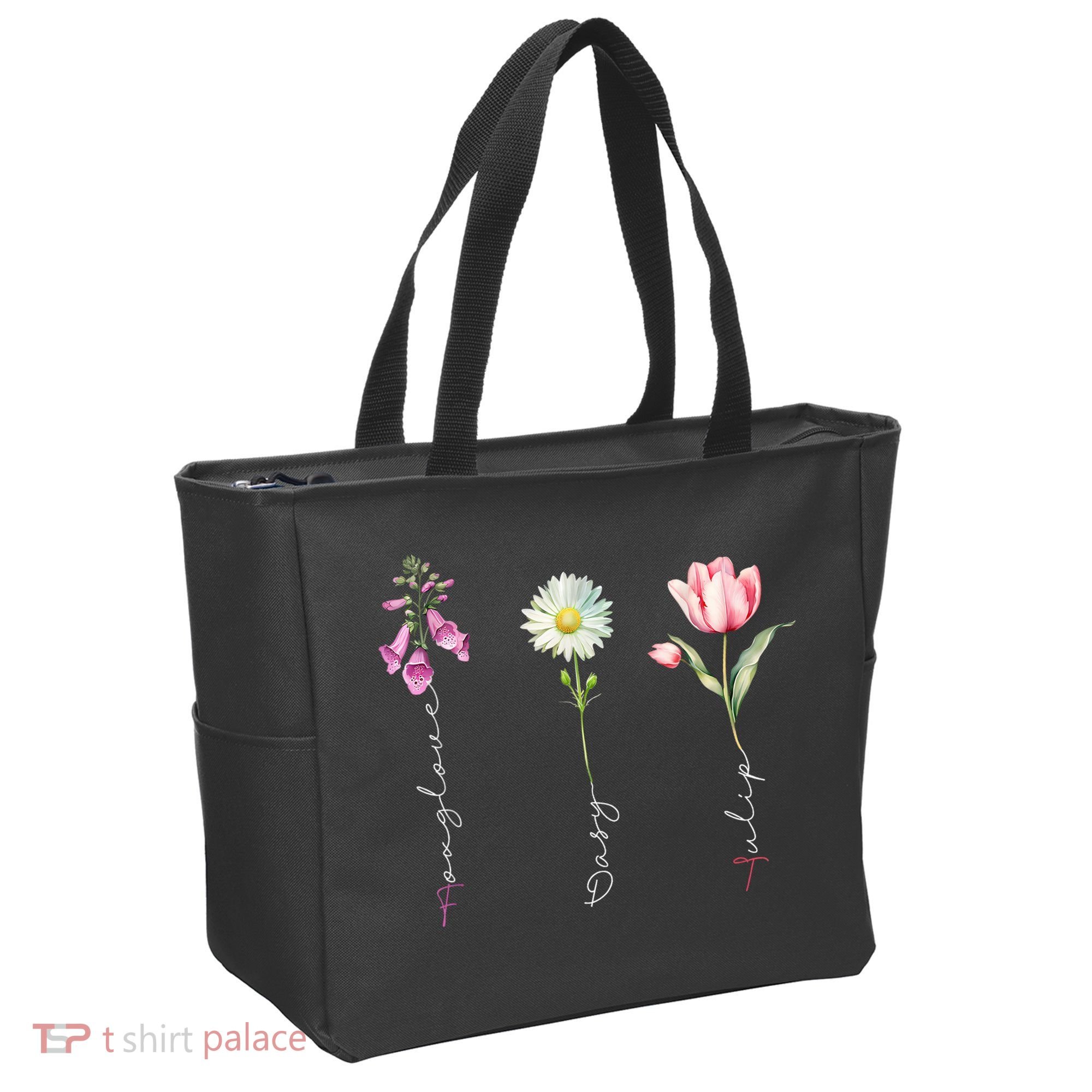 Foxglove Daisy Tulip Floral Tote Bag