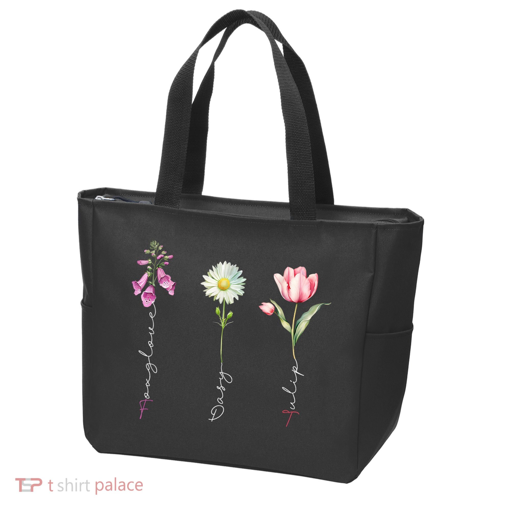 Foxglove Daisy Tulip Floral Tote Bag