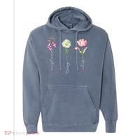 Foxglove Daisy Tulip Floral Comfort Colors Garment-Dyed Hooded Sweatshirt thumb 0