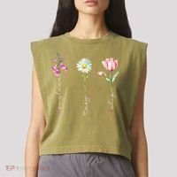 Foxglove Daisy Tulip Floral Garment-Dyed Women's Muscle Tee thumb 2