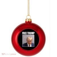 Free Donald Trump Mugshot Election Plastic Christmas Ball Ornament thumb 0