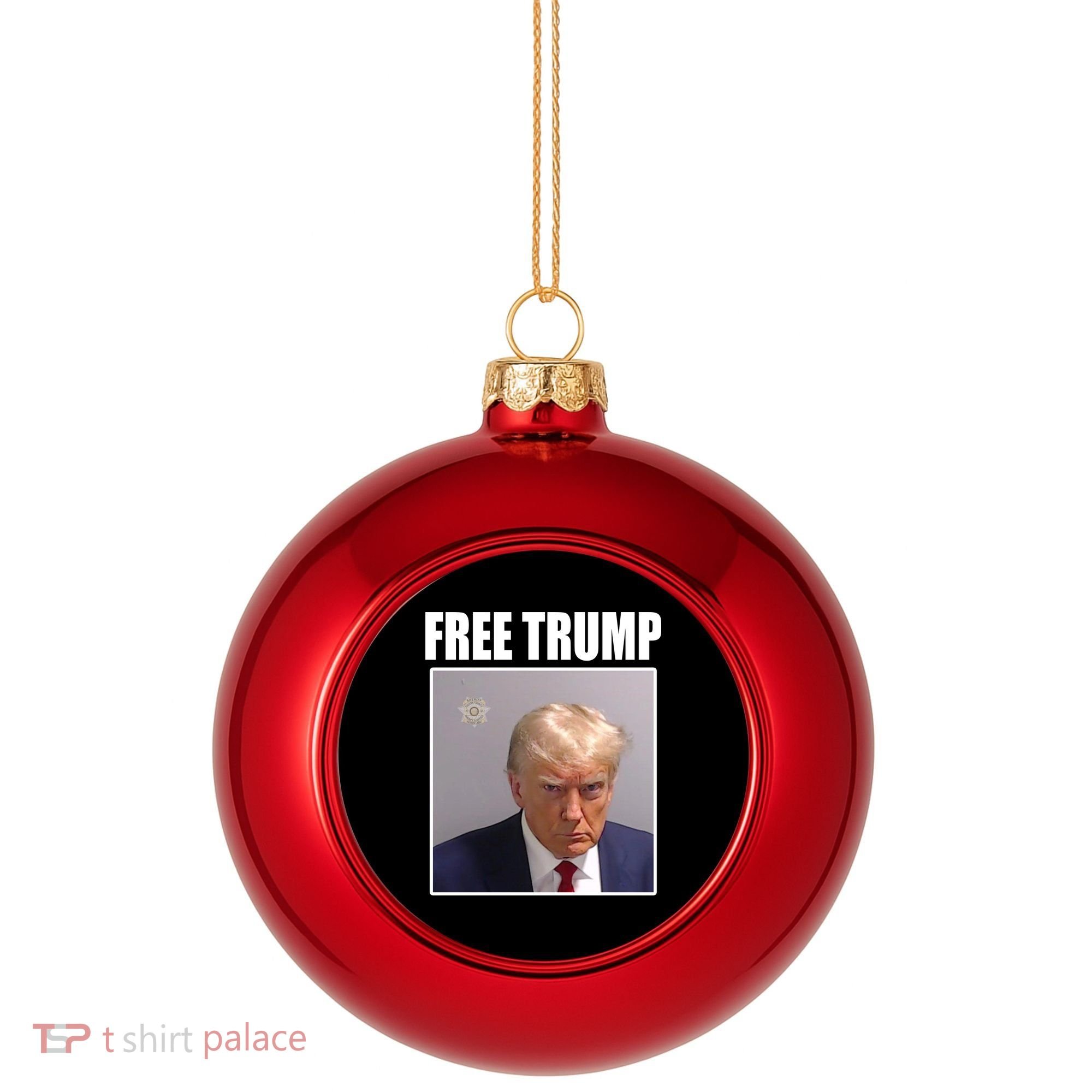 Free Donald Trump Mugshot Election Plastic Christmas Ball Ornament