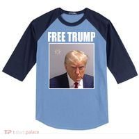 Free Donald Trump Mugshot Election Raglan Baseball Sleeve Shirt thumb 0