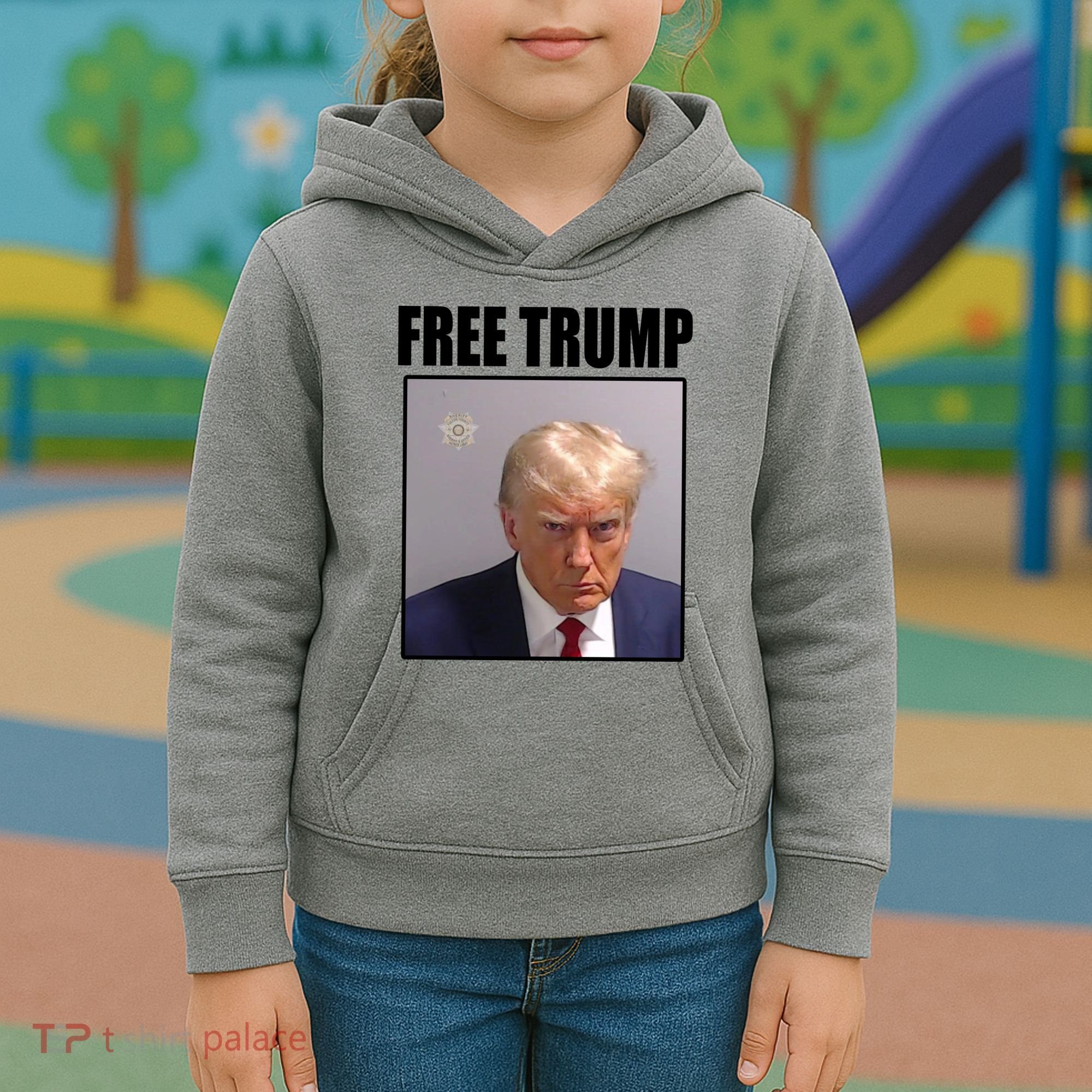 Free Donald Trump Mugshot Election Kids Hoodie