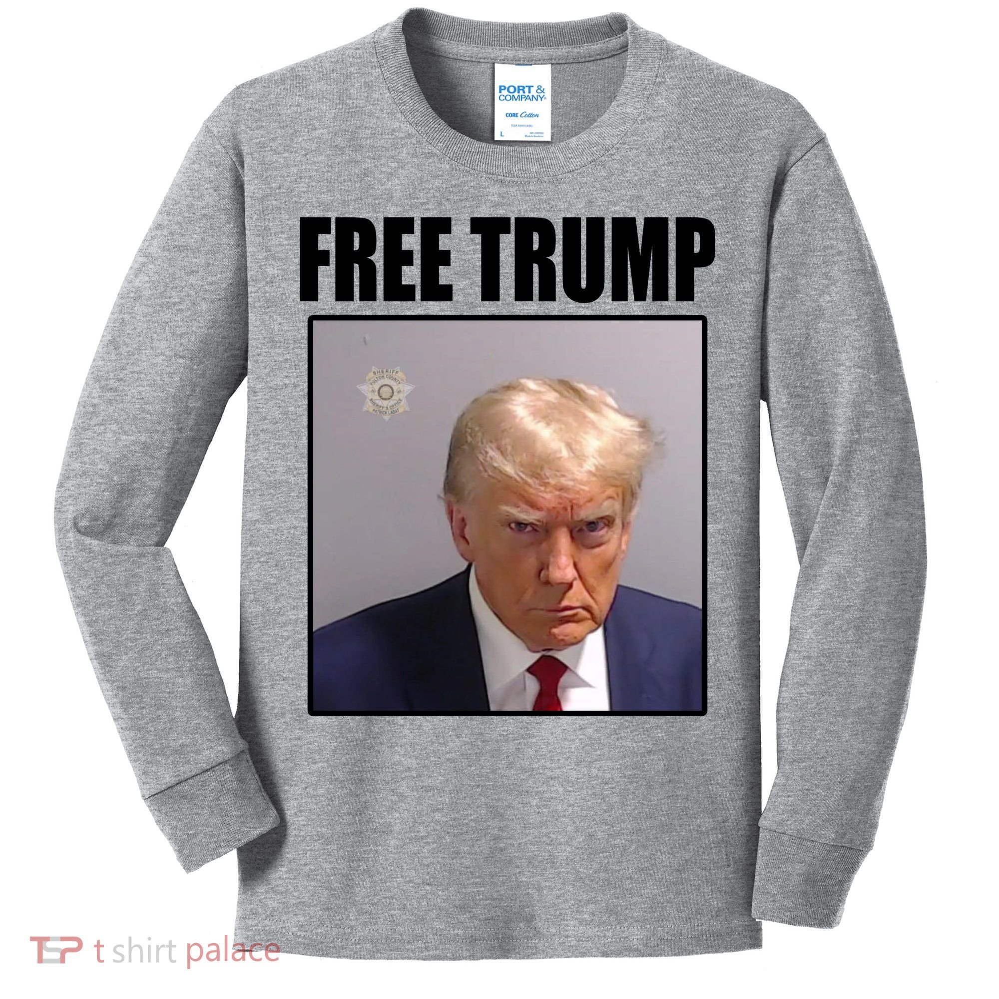 Free Donald Trump Mugshot Election Kids Long Sleeve Shirt