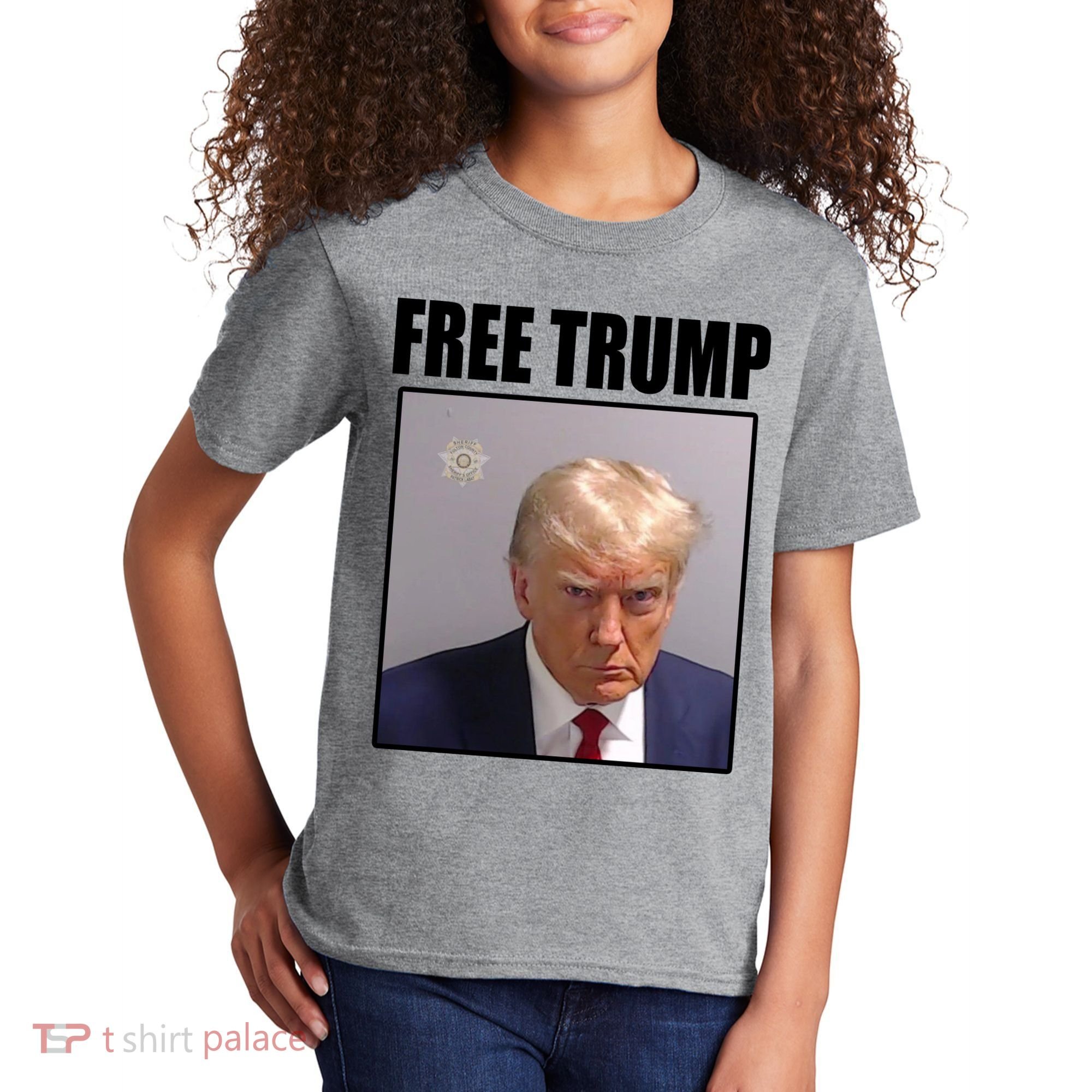 Free Donald Trump Mugshot Election Kids T-Shirt