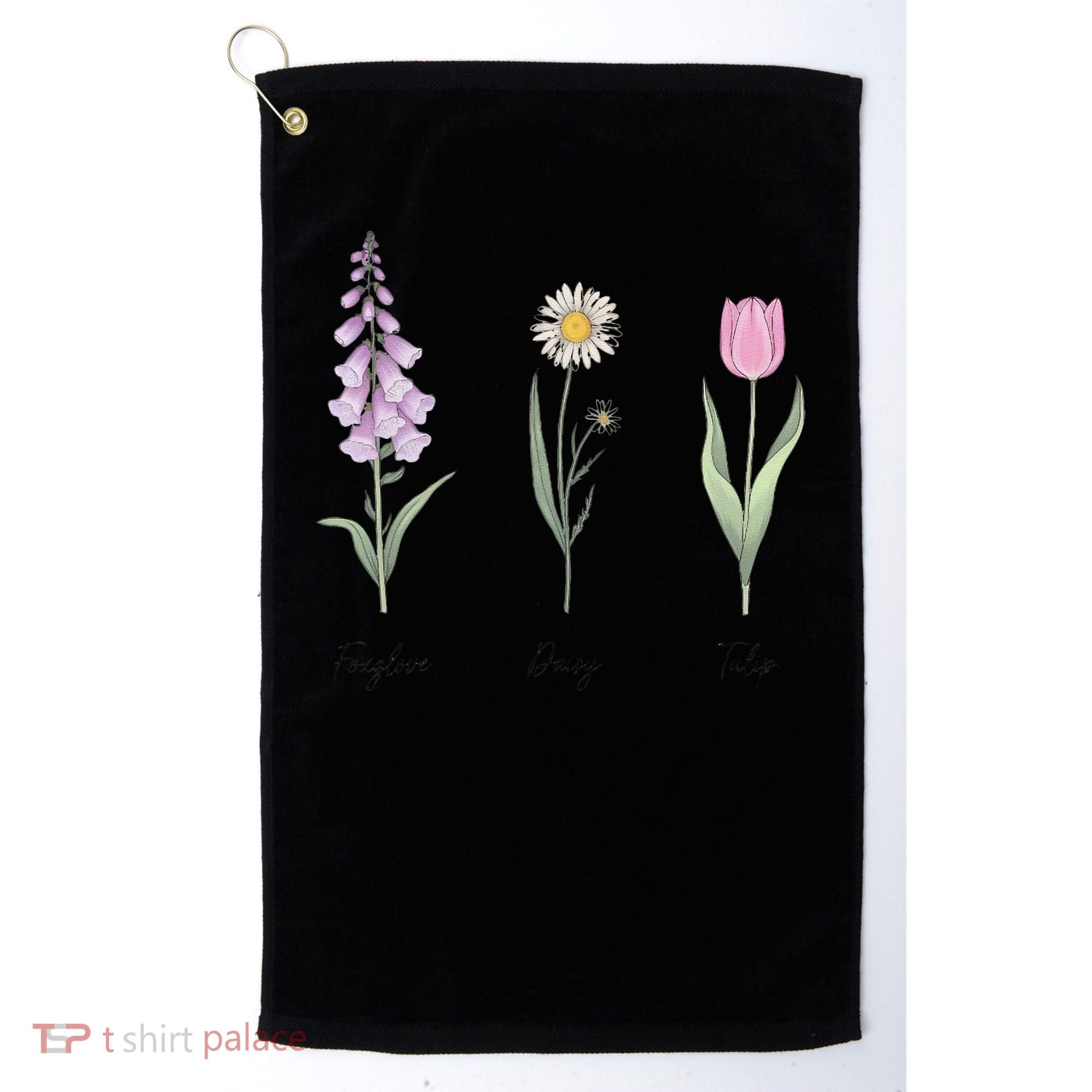 FOXGLOVE DAISY TULIP Floral Nature Apparel for Flower Golf Towel