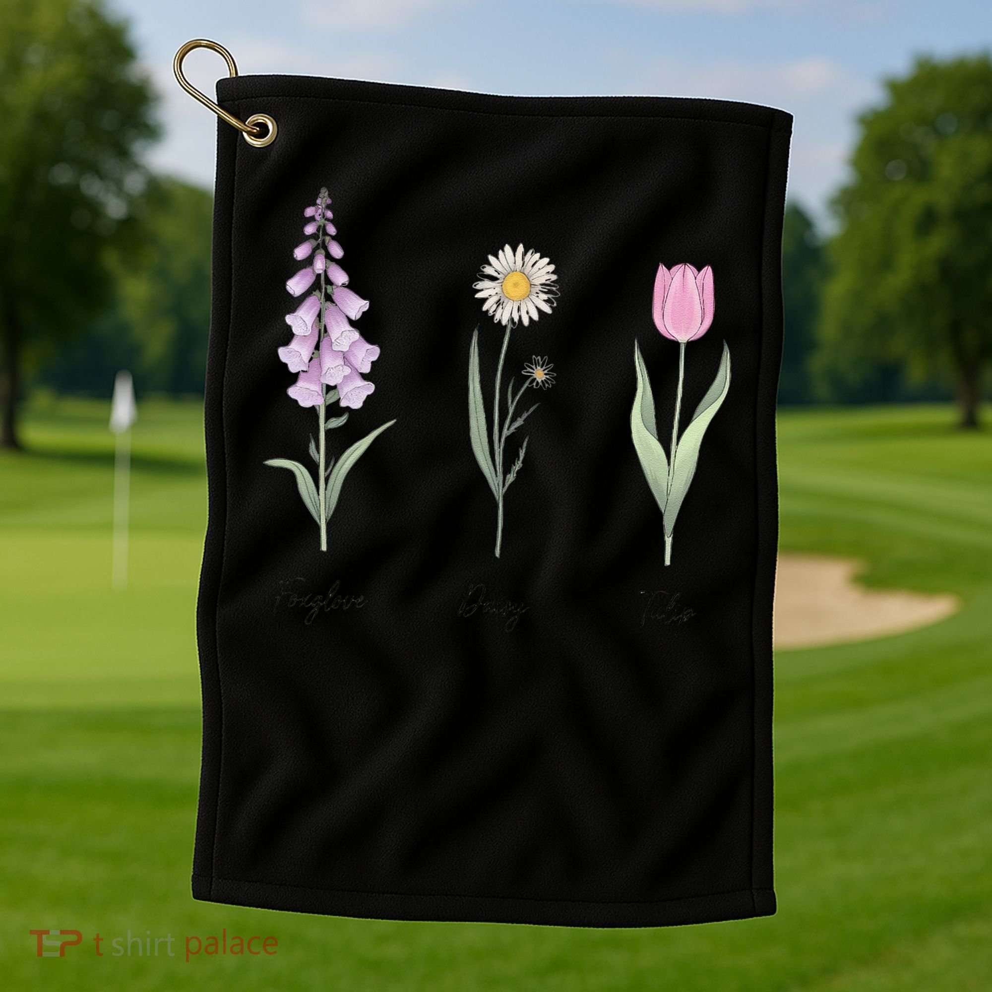 FOXGLOVE DAISY TULIP Floral Nature Apparel for Flower Golf Towel