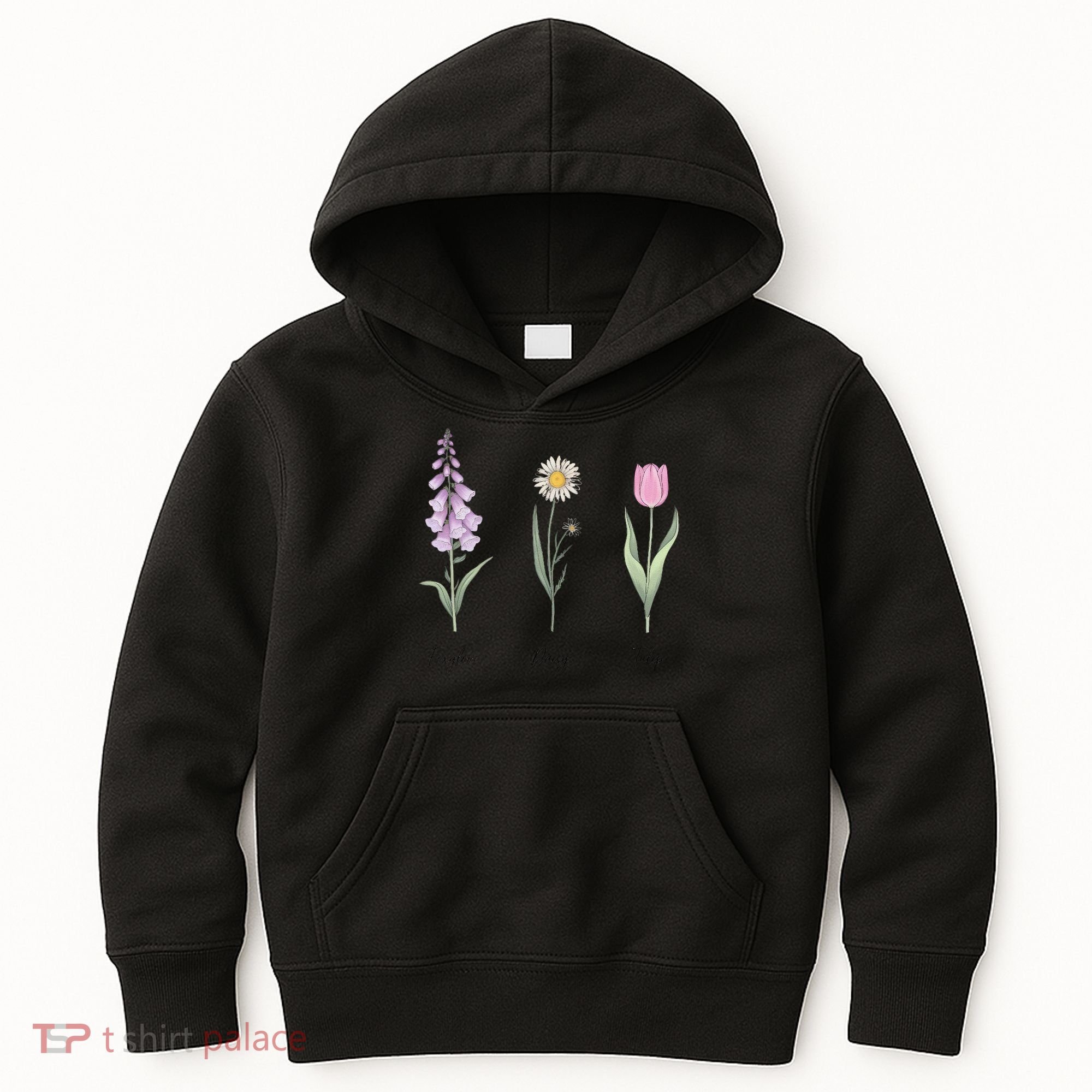FOXGLOVE DAISY TULIP Floral Nature Apparel for Flower Kids Hoodie