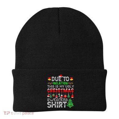 Funny Due To Inflation Ugly Christmas Sweaters Beanie