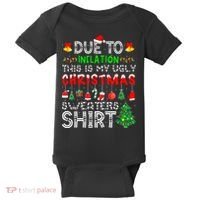 Funny Due To Inflation Ugly Christmas Sweaters Baby Bodysuit thumb 0