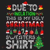 Funny Due To Inflation Ugly Christmas Sweaters Hat thumb 2