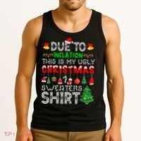 Funny Due To Inflation Ugly Christmas Sweaters Tank Top thumb 3