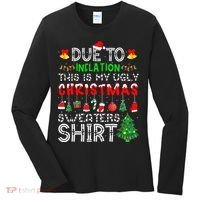 Funny Due To Inflation Ugly Christmas Sweaters Women's Long Sleeve Shirt thumb 0
