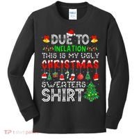 Funny Due To Inflation Ugly Christmas Sweaters Kids Long Sleeve Shirt thumb 0