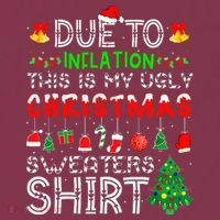 Funny Due To Inflation Ugly Christmas Sweaters 16oz Travel Tumbler thumb 2