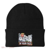 Funny Donald Trump Added To Mt. Rushmore In Your Face Beanie thumb 0