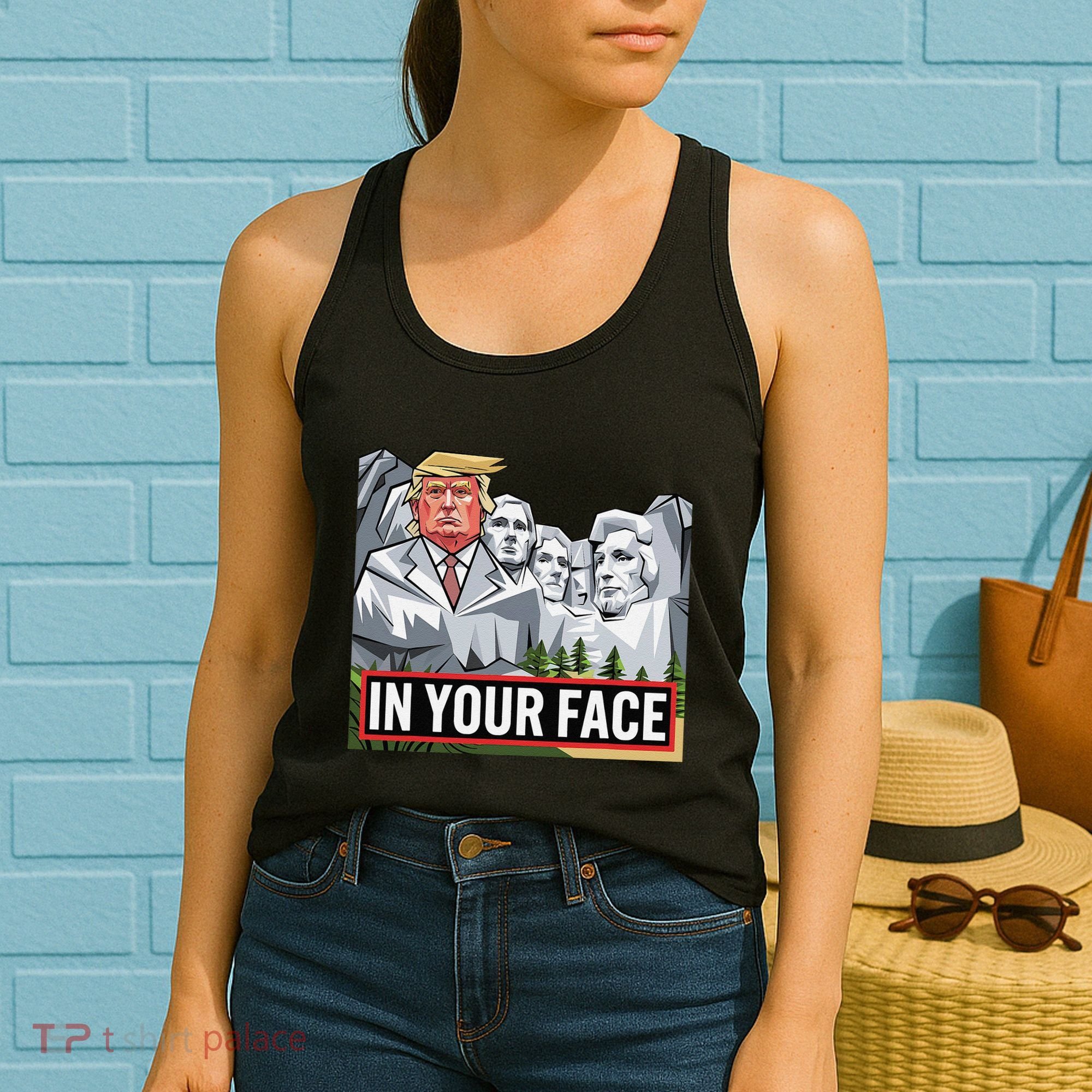 Funny Donald Trump Added To Mt. Rushmore In Your Face Women's Tank Top