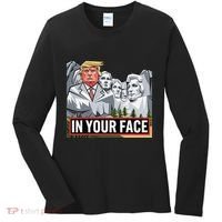 Funny Donald Trump Added To Mt. Rushmore In Your Face Women's Long Sleeve Shirt thumb 0