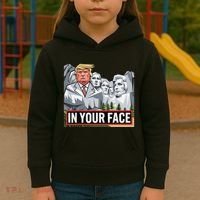 Funny Donald Trump Added To Mt. Rushmore In Your Face Kids Hoodie thumb 3