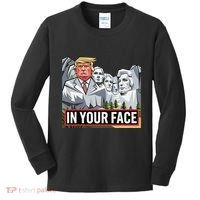 Funny Donald Trump Added To Mt. Rushmore In Your Face Kids Long Sleeve Shirt thumb 0