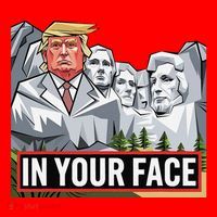 Funny Donald Trump Added To Mt. Rushmore In Your Face Santa Hat thumb 1