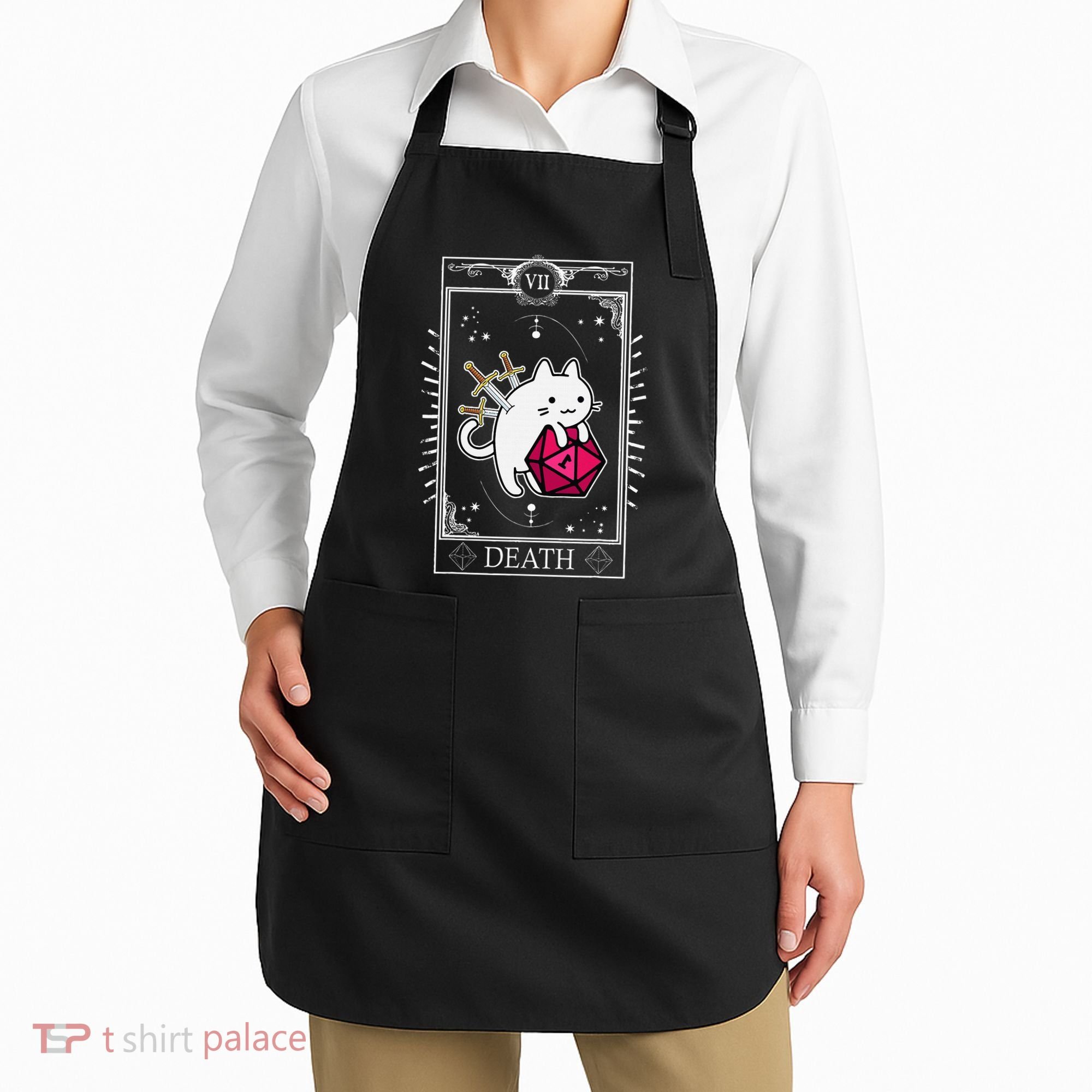 Funny Dungeon Tarot Card Cat Dice D20 Apron