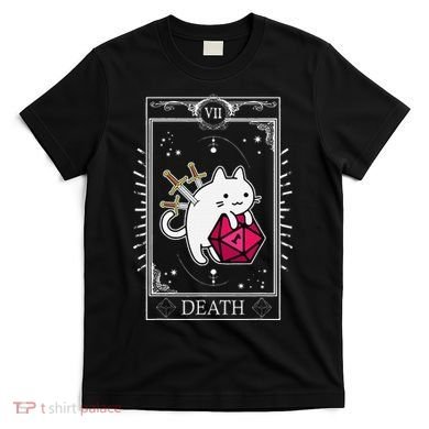 Funny Dungeon Tarot Card Cat Dice D20 T-Shirt