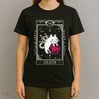 Funny Dungeon Tarot Card Cat Dice D20 T-Shirt thumb 4