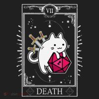 Funny Dungeon Tarot Card Cat Dice D20 Beanie thumb 2